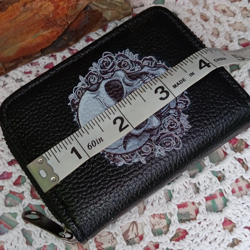 🆕VEGAN LEATHER GOTHIC SKULL WALLET WITH 12 CARD SLOTS:*GOTH *PUNK *STEAMPUNK